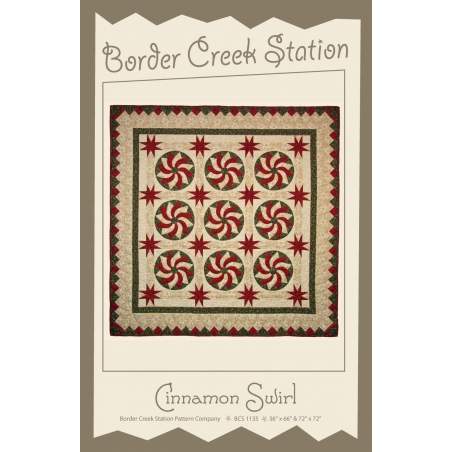 Cinnamon Swirl di Border Creek Station - Cartamodello Quilt o Table Runner Patchwork 36 x 66 e 72 x 72 pollici