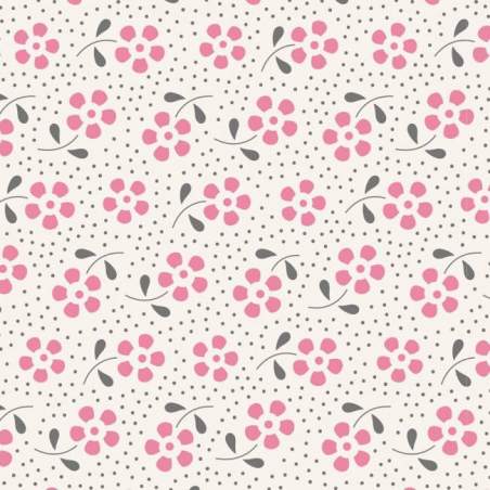 Tilda 110 Meadow Basics Pink, Tessuto con Fiori Rosa su fondo chiaro Tilda Fabrics - 1