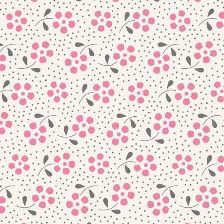 Tilda 110 Meadow Basics Pink, Tessuto con Fiori Rosa su fondo chiaro Tilda Fabrics - 1