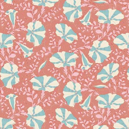 Tilda Gardenlife Striped, Tessuto Corallo con Petunie Tilda Fabrics - 1