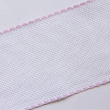 Zweigart, Banda Tela Aida Colore Bianco con bordo rosa