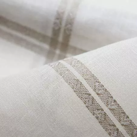 Tessuto Graziano 100% Lino Bianco Decorazione con Cuori - h 180 cm