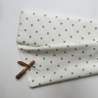 Tessuto Misto Lino/Cotone Bianco con Pois Beige - h 150 cm