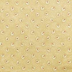 Tessuto giallo crema con pois nocciola e piccole rose - Moda Fabrics Rambling Rose