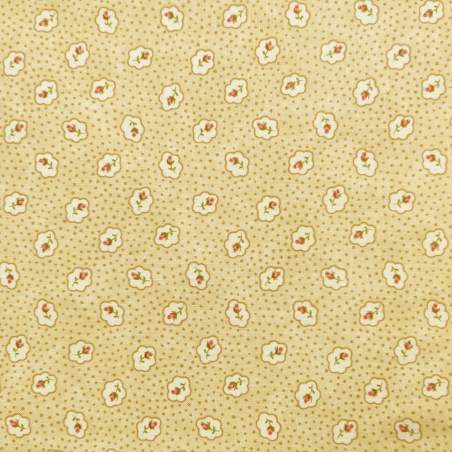 Moda Fabrics Rambling Rose - Tessuto giallo con pois e piccole rose Moda Fabrics - 1