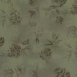 Centenary 28th di Yoko Saito, Tessuto giapponese verde con pigne Sojitz Fashion - 1