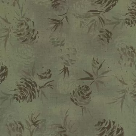 Centenary 28th di Yoko Saito, Tessuto giapponese verde con pigne Sojitz Fashion - 1