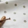 Tessuto Misto Lino/Cotone Bianco con Pois Beige - h 150 cm