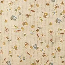 Tessuto beige con scritte e disegni di cucito - Daiwabo Sweet Diary