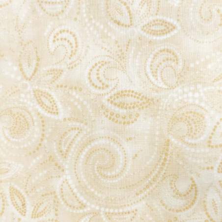 Tessuto crema con ghirigori puntinati tono su tono - Benartex Jingle All the Way Benartex - 1
