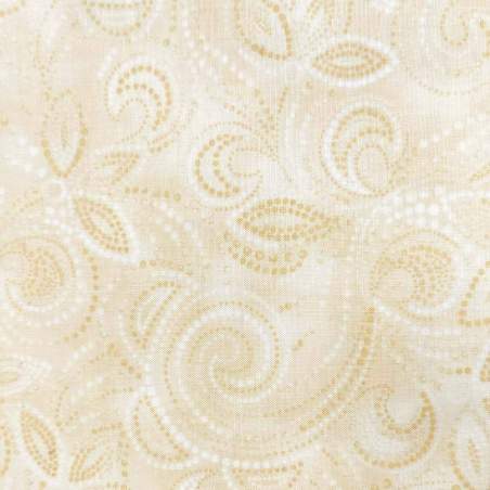 Tessuto crema con ghirigori puntinati tono su tono - Benartex Jingle All the Way Benartex - 1