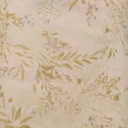 Tessuto Crema con Erbe e Fiori di Campo in verde muschio - Botanical Garden Handworks