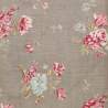 Tessuto Tortora con Rose Rosse e Fiori Azzurri - Padstow Range, Moda Fabrics