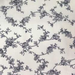 Tessuto bianco panna con fiori grigi - Alice Ivory, Mas d'Ouvans Mas D’Ouvan - 1