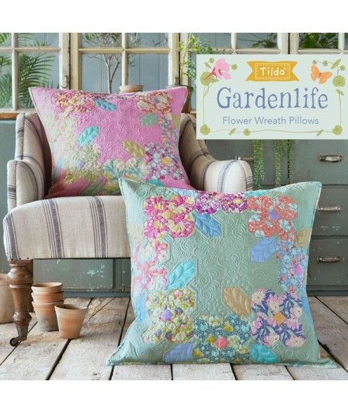 Flower Wreath Pillows - Kit di Tessuti Gardenlife e Chambray Tilda Fabrics - 1