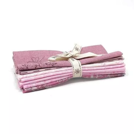 Pacchettino di Tessuti Viola, 6 stoffe da 25 x 27 cm