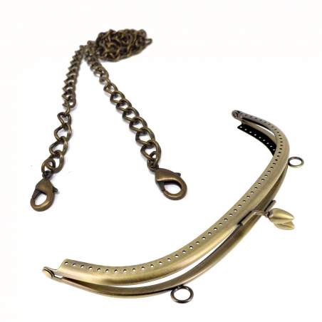 Chiusura da 20 cm con coni e catenina da 112 cm - Clutch in metallo per borse, Bohin