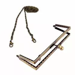 Chiusura da 16 cm squadrata e catenina da 112 cm - Clutch in metallo per borse, Bohin