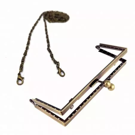 Chiusura da 16 cm squadrata e catenina da 112 cm - Clutch in metallo per borse, Bohin