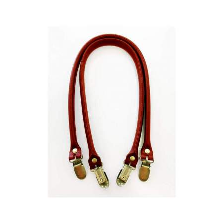 Coppia di manici da 60 cm in ecopelle rossi con clip