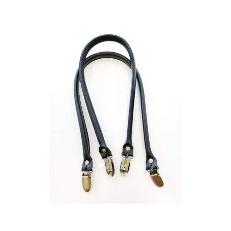 Coppia di manici da 60 cm in ecopelle blu navy con clip