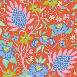 Tilda Bloomsville Flowertangle Persimmon - Tessuto Rosso Cachi con Grovigli di Fiori Tilda Fabrics - 1