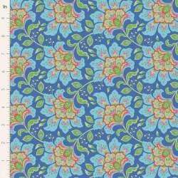 Tilda Bloomsville Flowermarket Blueberry - Tessuto Blu Mirtillo con mercato dei fiori Tilda Fabrics - 2