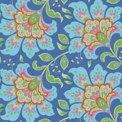 Tilda Bloomsville Flowermarket Blueberry - Tessuto Blu Mirtillo con mercato dei fiori Tilda Fabrics - 1
