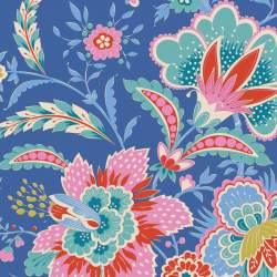 Tilda Bloomsville Late Bloomer Sapphire - Tessuto Blu Zaffiro con fiori tardivi Tilda Fabrics - 1