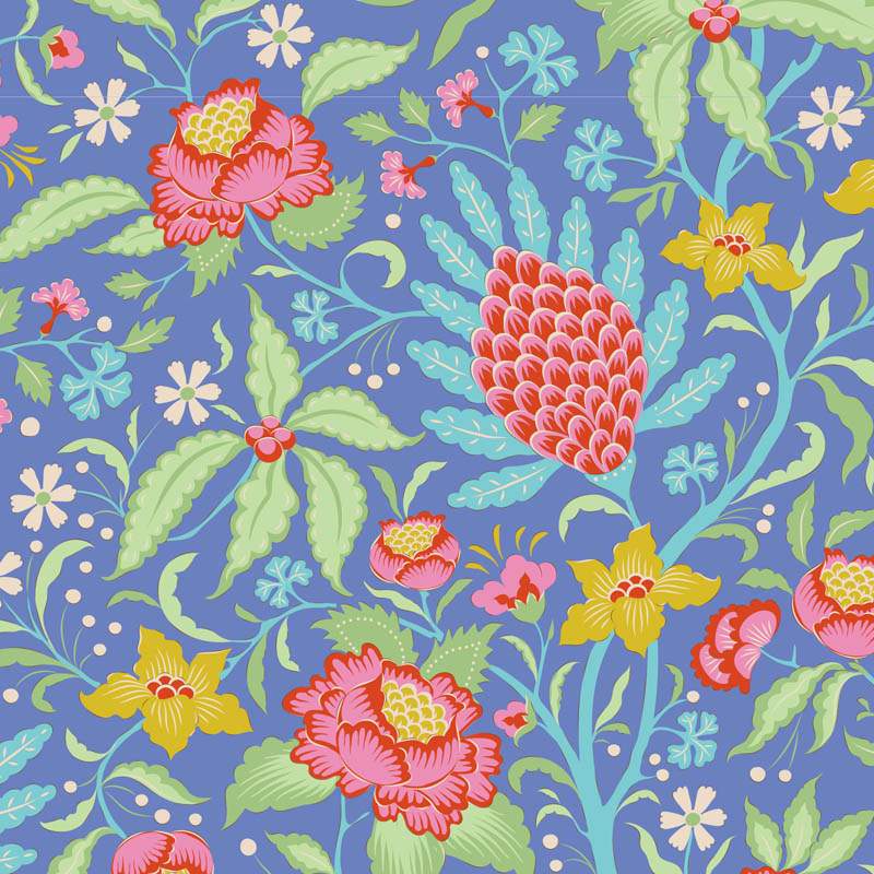 Tilda Bloomsville Flowertangle Blue - Tessuto Blu con Grovigli di Fiori Tilda Fabrics - 1