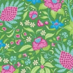 Tilda Bloomsville Flowertangle Green - Tessuto Verde con Grovigli di Fiori