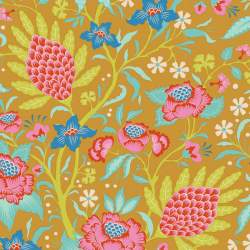 Tilda Bloomsville Flowertangle Mustard - Tessuto Giallo Mostarda con Grovigli di Fiori Tilda Fabrics - 1