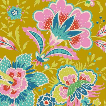 Tilda Bloomsville Late Bloomer Corn - Tessuto Giallo Mais con fiori tardivi Tilda Fabrics - 1