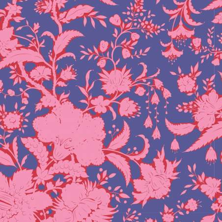 Tilda Bloomsville Abloom Prussian - Tessuto Blu di Prussia e Fucsia Fiorato Tilda Fabrics - 1