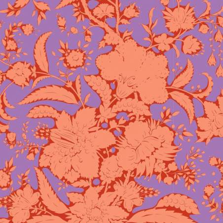 Tilda Bloomsville Abloom Iris - Tessuto Lilla Iris e Arancione Fiorato