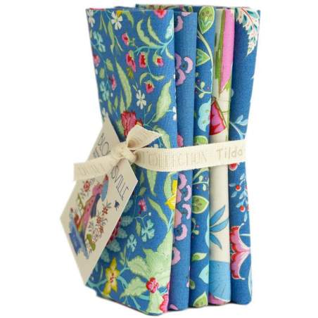 Tilda Bloomsville Blueberry Dove - Bundle 5 Fat Quarter Blu e Bianchi 50 x 55 cm Tilda Fabrics - 1