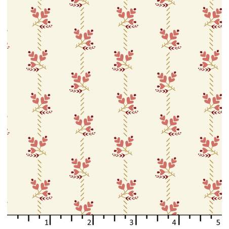 Tessuto Bianco Panna con fiori a cuore - EQP Forever, Lupine Cotton Ellie's Quiltplace Textiles - 1