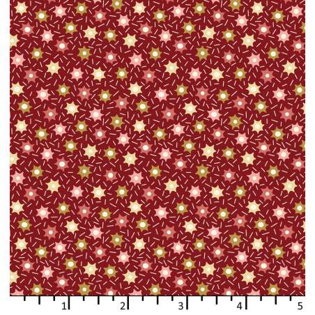 Tessuto Rosso Borgogna con stelle - EQP Forever, Sprinkles Burgundy