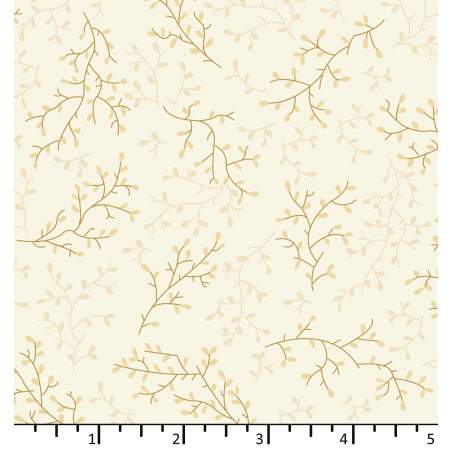 Tessuto Bianco Panna con rametti - EQP Forever, Twirling Twigs Cotton Ellie's Quiltplace Textiles - 1