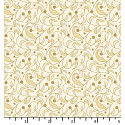 Tessuto Bianco Panna con foglie e rami - EQP Forever, Riverside Cotton Ellie's Quiltplace Textiles - 1