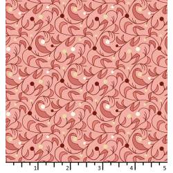 Tessuto Rosa Salmone con foglie e rami - EQP Forever, Riverside Rose Ellie's Quiltplace Textiles - 1