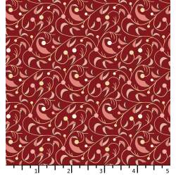Tessuto Rosso Borgogna con foglie e rami - EQP Forever, Riverside Burgundy Ellie's Quiltplace Textiles - 1