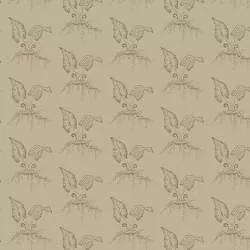 Cocoa Pink Fiddleheads Umber, Tessuto Marrone Tortora con germogli di felce - Edyta Sitar