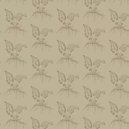 Cocoa Pink Fiddleheads Umber, Tessuto Marrone Tortora con germogli di felce - Edyta Sitar