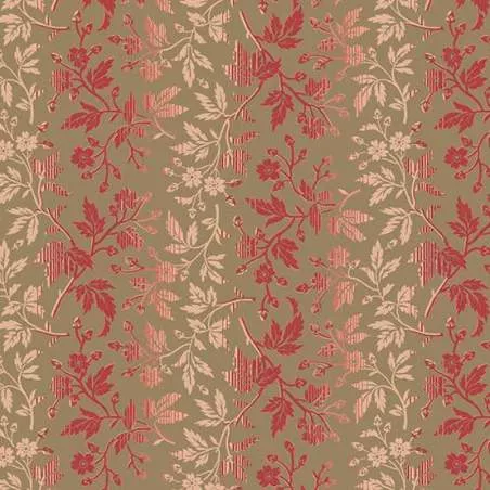 Cocoa Pink Herb Variegated, Tessuto con fogliame variegato rosa - Edyta Sitar