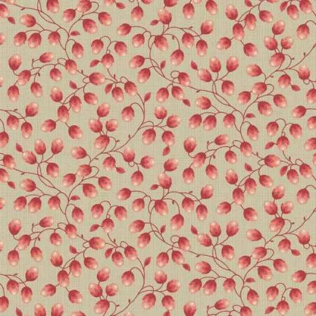 Cocoa Pink Zig Zag Buds Blossom, Tessuto con germogli rossi - Edyta Sitar