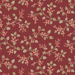 Cocoa Pink Flower Vine Oxide, Tessuto Rosso ruggine con viticci fioriti - Edyta Sitar Andover - 1