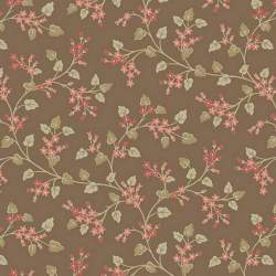 Cocoa Pink Flower Vine Clay, Tessuto Grigio argilla con viticci fioriti - Edyta Sitar Andover - 1