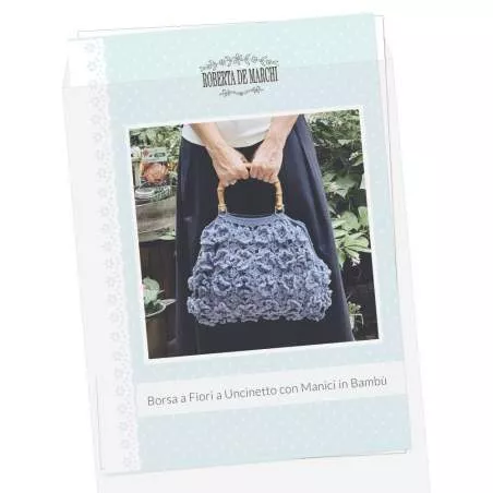 Borsa a Fiori a Uncinetto con Manici in Bambù - Cartamodello Stampato