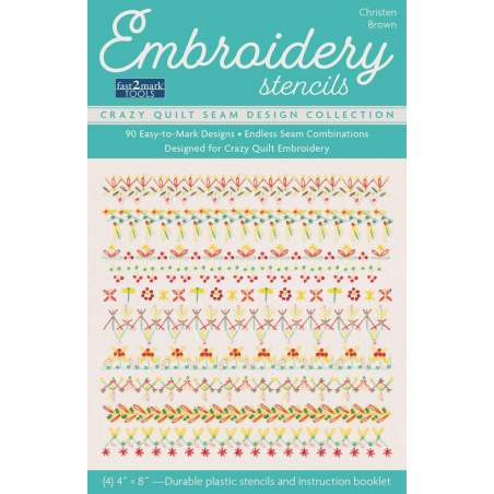 Embroidery Stencils, Crazy Quilt Seam Design Collection - Stencil Crazy per Ricamo